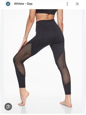 Athleta Trophy Black High-Rise Mesh Panel Leggings